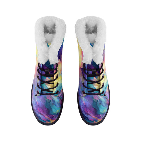 Abstract Ice Unisex Lace Up Winter Boots